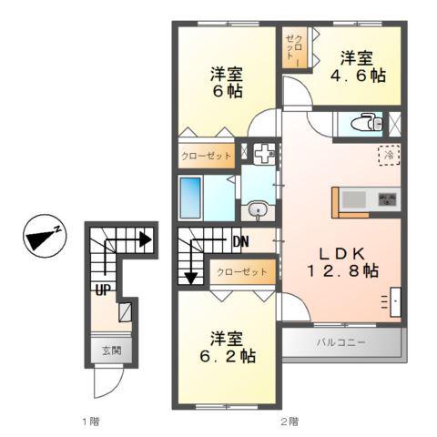 パストラル津倉(3LDK/2階)の間取り写真