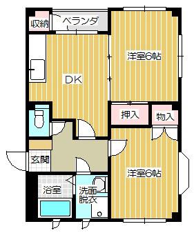 エル・ブランコ和田山(2DK/2階)の間取り写真