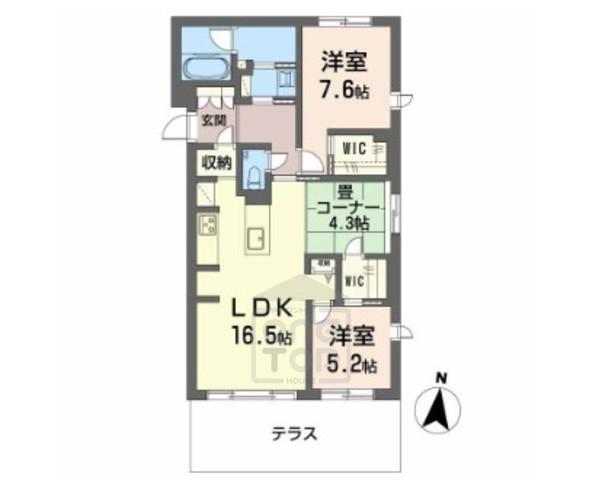 ジョフリエル(2LDK/1階)の間取り写真