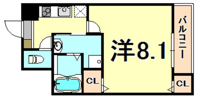 フジパレス塚口本町2番館(1K/3階)の間取り写真