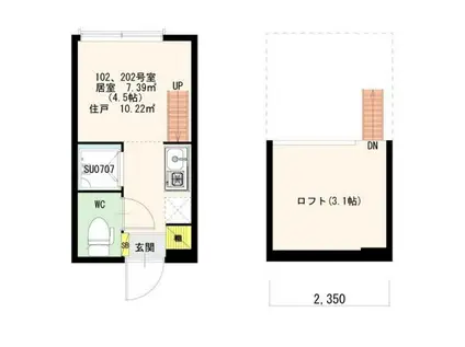 STAGE北新宿(ワンルーム/1階)の間取り写真