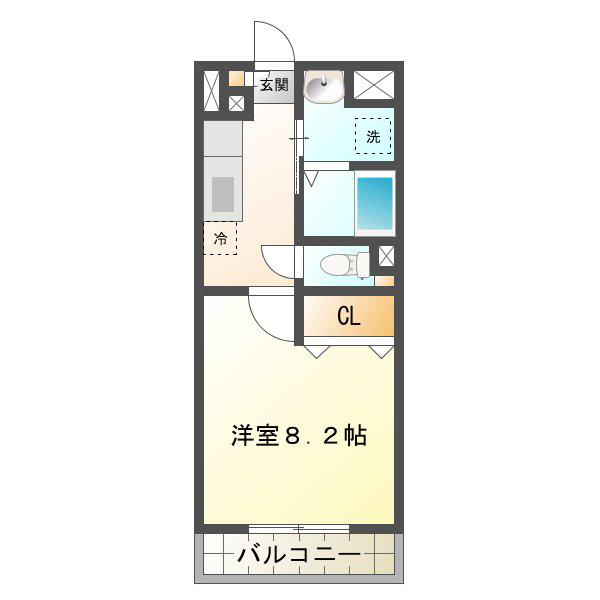ブルースカイマンションX(1K/4階)の間取り写真