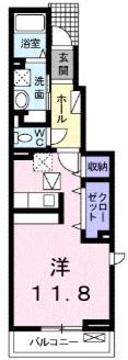 ピン・ツリー(ワンルーム/1階)の間取り写真