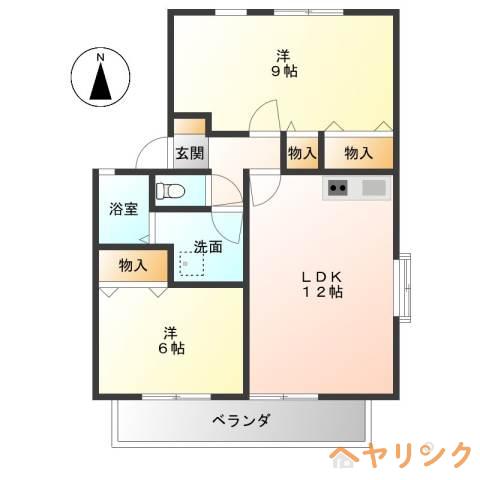 ピュアパレスF(2LDK/1階)の間取り写真