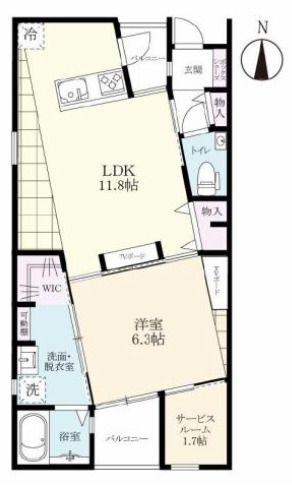 プレミアム高柳(1LDK/2階)の間取り写真