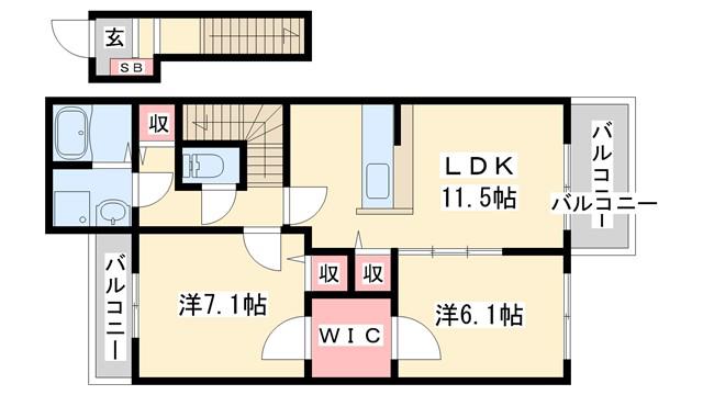 アルブルシャルマン(2LDK/2階)の間取り写真