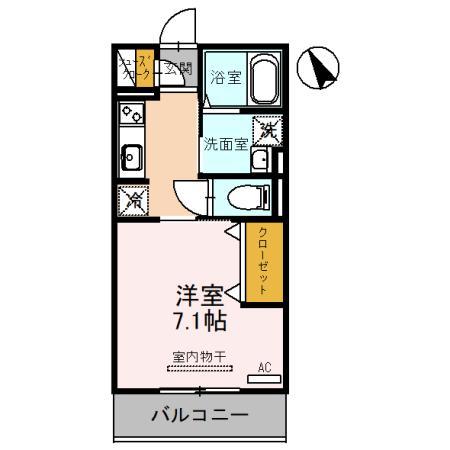 チェリーブロッサム勝部(1K/3階)の間取り写真