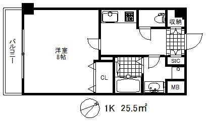 リアライズ神戸ウエスト(1K/4階)の間取り写真