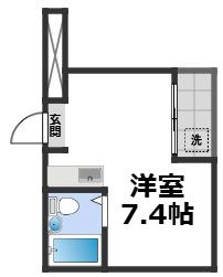 メルヘン新今里(ワンルーム/4階)の間取り写真