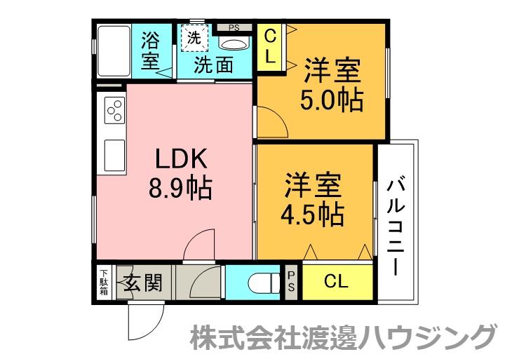 ミモザイズム上野口町(2LDK/1階)の間取り写真