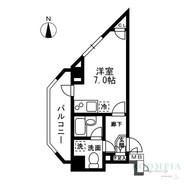 レジディア中落合A棟(ワンルーム/5階)の間取り写真