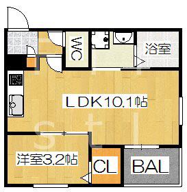 REGALEST椥辻(1LDK/3階)の間取り写真