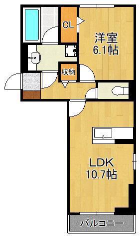 NEST PIECE 原町(1LDK/2階)の間取り写真