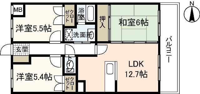 メゾンFS(3LDK/2階)の間取り写真