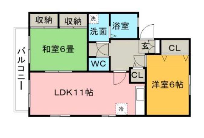 ハイカムール荒木(2LDK/1階)の間取り写真