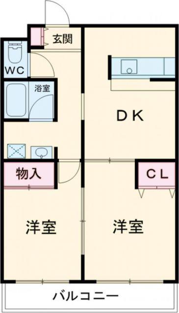 SKYハイツ春日(2DK/3階)の間取り写真