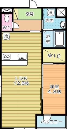 SHIZUKA BLDG(1LDK/2階)の間取り写真