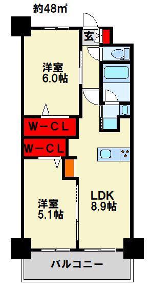 コンダクトレジデンスTOKURIKI(2LDK/2階)の間取り写真