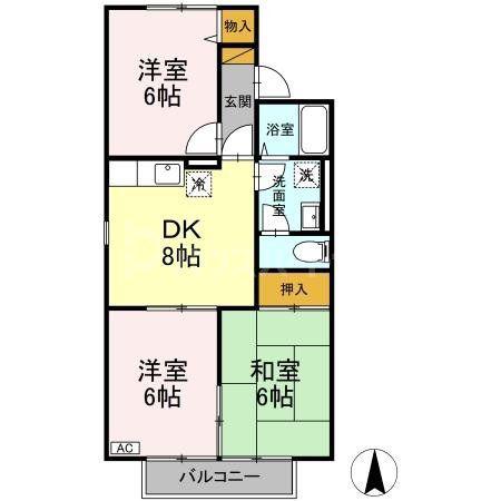 プリシェール大森(3DK/1階)の間取り写真