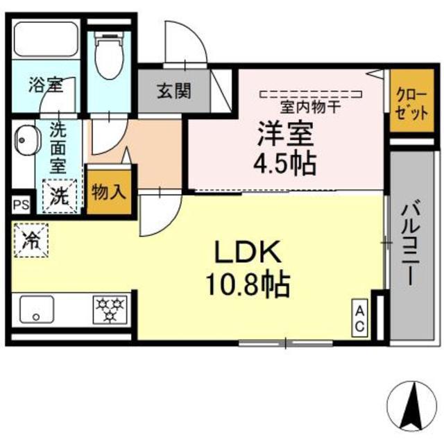 D PAINA 登戸III(1LDK/3階)の間取り写真