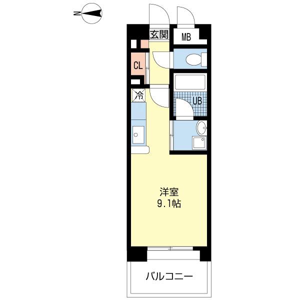 プラセール野芥(ワンルーム/4階)の間取り写真
