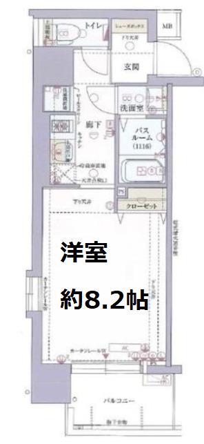 レジデンス上町台(1K/7階)の間取り写真