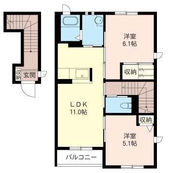 スクエアガーデンC(2LDK/2階)の間取り写真