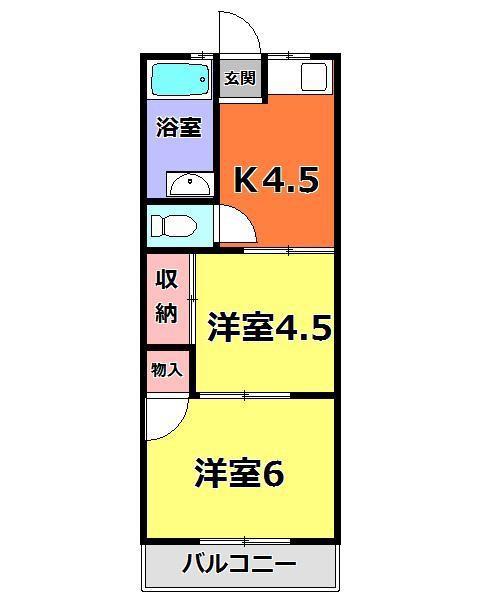 朝日コーポ(2DK/3階)の間取り写真