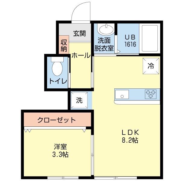 MONTE(1LDK/1階)の間取り写真