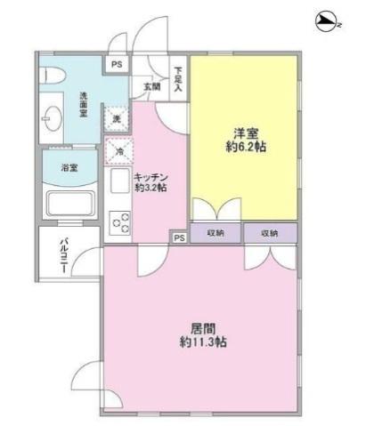 中野NINE CORE(1LDK/3階)の間取り写真