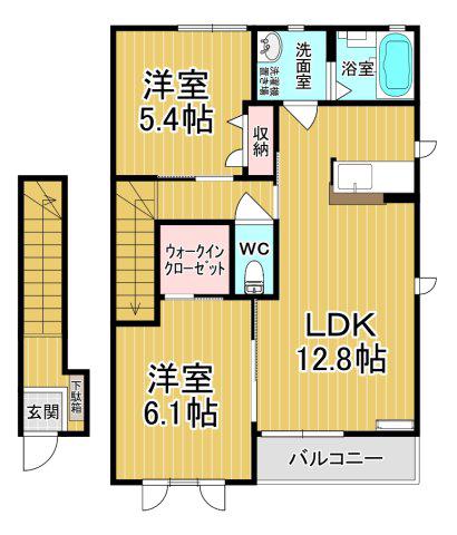 ラフィーネA棟(2LDK/2階)の間取り写真