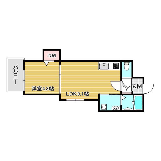 F ASECIA PROPUS(1LDK/1階)の間取り写真