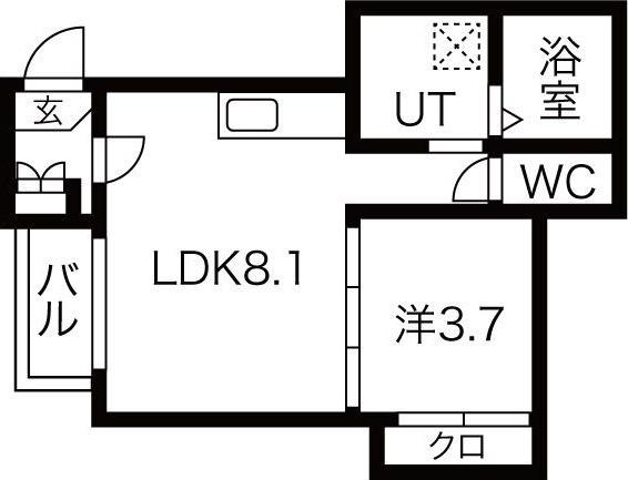 ハーモニーテラス乗越町(1LDK/3階)の間取り写真