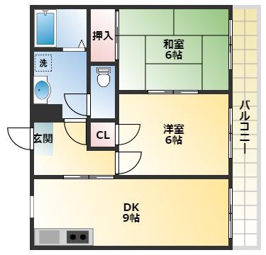 サンコーハイツ(2LDK/3階)の間取り写真