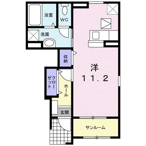 レジダンス ミスト I(ワンルーム/1階)の間取り写真