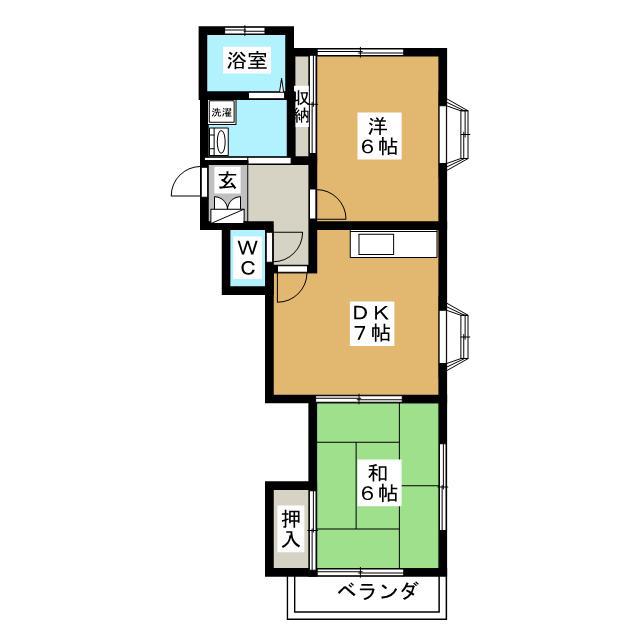 プランドールB(2DK/1階)の間取り写真