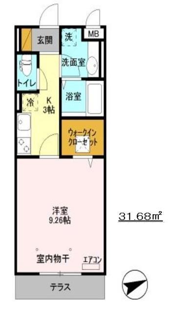 ETERNO HARU(1K/1階)の間取り写真