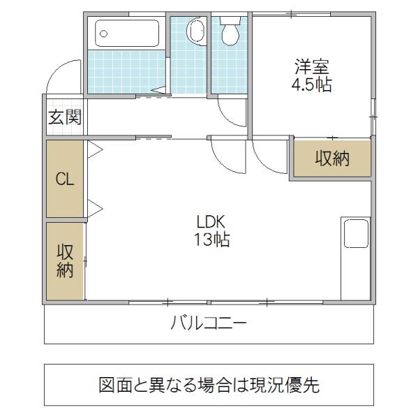 矢代ハイツ(1LDK/1階)の間取り写真