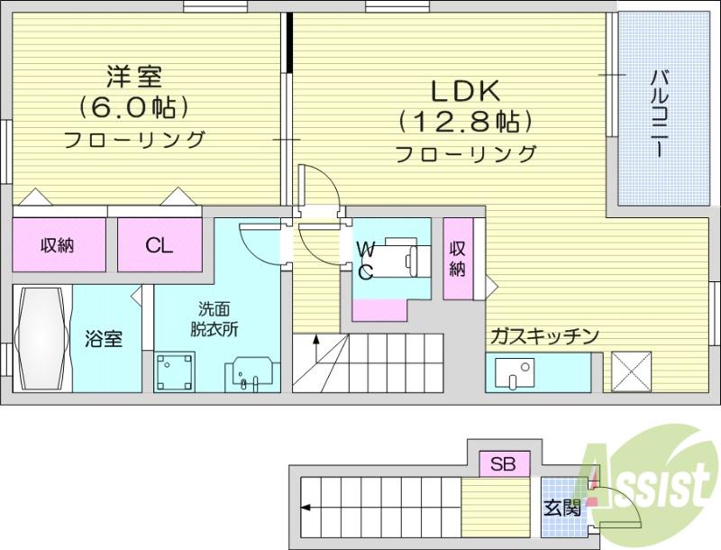 フォーリストR(1LDK/2階)の間取り写真