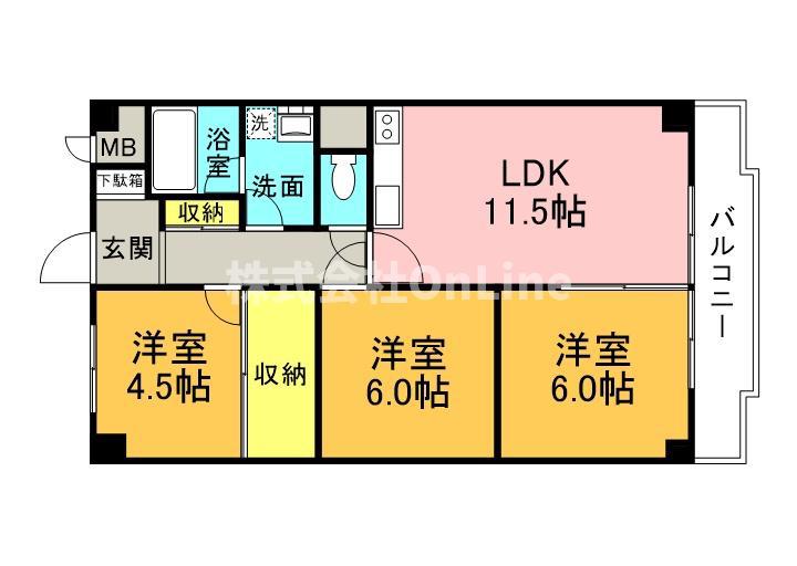 布施コープ1(3LDK/7階)の間取り写真