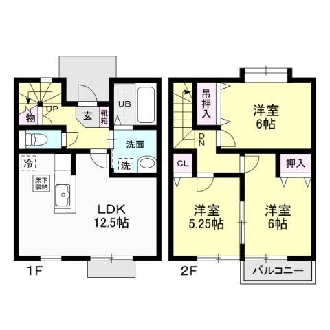 エクセラン(3LDK/1階)の間取り写真
