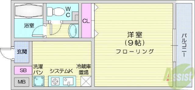ロイヤルステージ宮城野(1K/5階)の間取り写真
