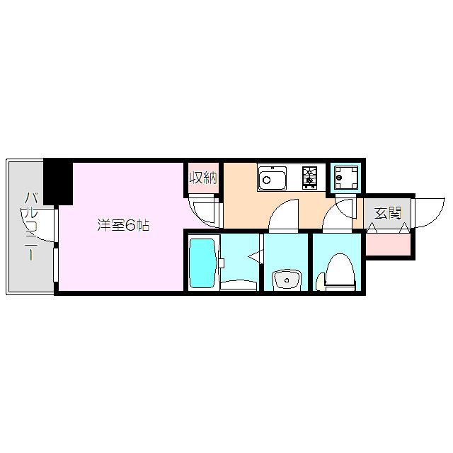 レジュールアッシュOSAKAディフィール(1K/2階)の間取り写真