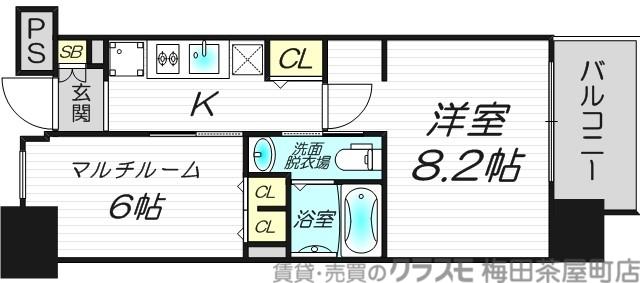 エステムプラザ梅田・中崎町IIIツインマークス SR(2K/4階)の間取り写真