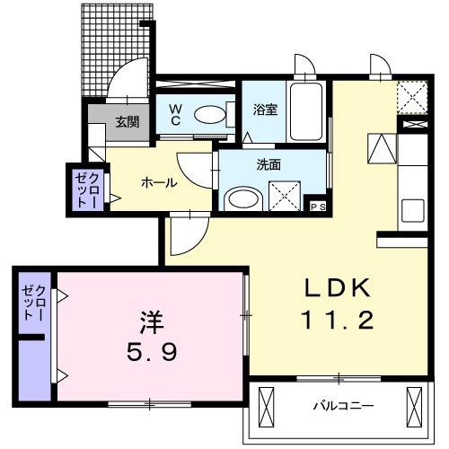 シャルロットII(1LDK/1階)の間取り写真