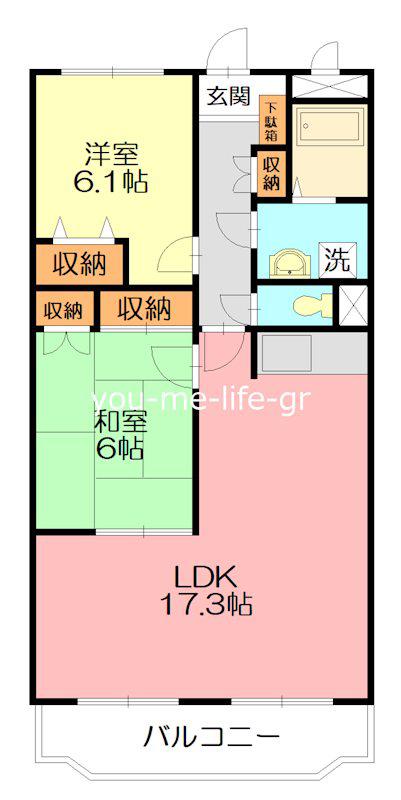 アゼリアコート(2LDK/3階)の間取り写真