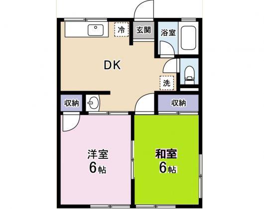 ヤマダB(2DK/1階)の間取り写真