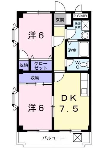コートヴィレッジ21(2DK/2階)の間取り写真