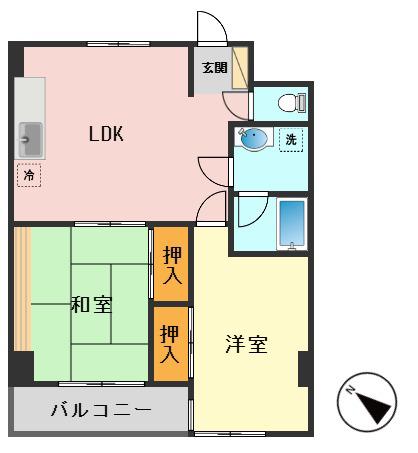 コスモリード篠崎駅前(2LDK/3階)の間取り写真
