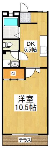 コーポのしば(1DK/1階)の間取り写真